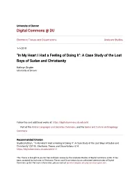 In My Heart I Had a Feeling of Doing It": a Case Study of the Lost Boys of Sudan and Christianity
