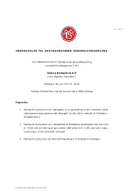Indkaldelse Til Ekstraordinær