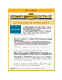 Just One Month of Amtrak Actions