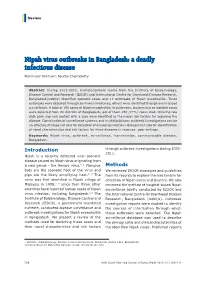 Nipah Virus Outbreaks in Bangladesh: a Deadly Infectious Disease