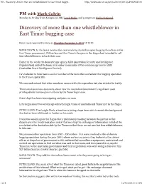 PM - Discovery of More Than One Whistleblower in East Timor Buggin