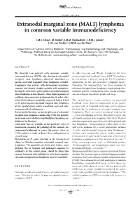 Extranodal Marginal Zone (Malt) Lymphoma in Common Variable Immunodeficiency