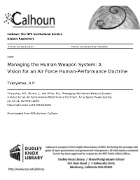 Managing the Human Weapon System: a Vision for an Air Force Human-Performance Doctrine