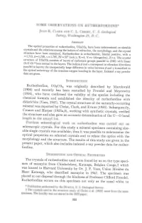 SOME OBSERVATIONS on RUTHERFORDINE* Joen R. Crerr