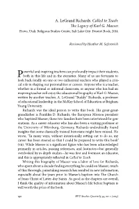 A. Legrand Richards. Called to Teach: the Legacy of Karl G