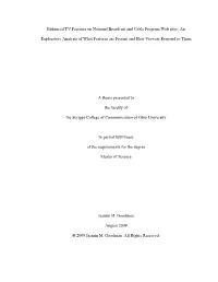 Enhanced TV Features on National Broadcast and Cable Program Web Sites: An