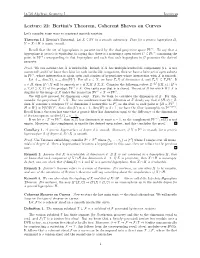 Lecture 22 Bertini's Theorem, Coherent Sheves on Curves