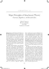 Major Principles of Attachment Theory Overview, Hypotheses, and Research Ideas