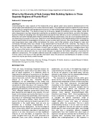What Is the Diversity of Sub-Canopy Web Building Spiders in Three Separate Regions of Puerto Rico?