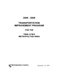 2008 Transportation Improvement Program for the Twin Cities Metropolitan Area