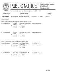 Broadcast Actions 12/28/2017