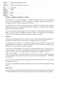 Dengue Outbreak Declared in Cavite