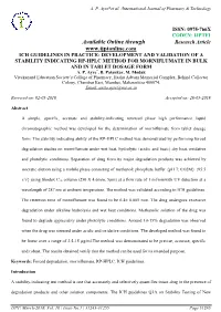 Development and Validation of a Stability Indicating Rp-Hplc Method for Morniflumate in Bulk and in Tablet Dosage Form A