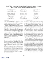 Headprint: Detecting Anomalous Communications Through Header-Based Application Fingerprinting