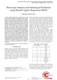Horoscope Analysis and Astrological Prediction Using Biased Logistic Regression (BLR)