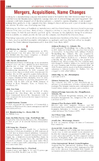 Mergers, Acquisitions, Name Changes