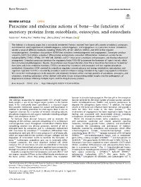 Paracrine and Endocrine Actions of Boneâ€”The Functions of Secretory