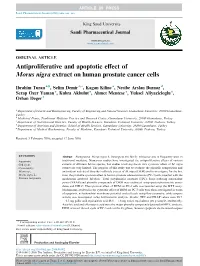Antiproliferative and Apoptotic Effect of Morus Nigra Extract on Human