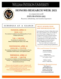 HONORS RESEARCH WEEK 2021 in Conjunction with EXPLORATIONS 2021 Research, Scholarship, and Creative Expression