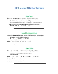 IBFT- Account Number Formats
