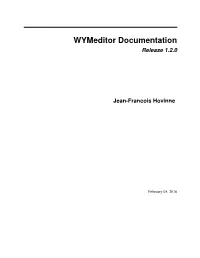 Wymeditor Documentation Release 1.2.0