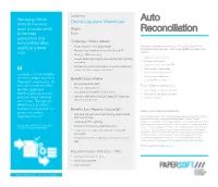 AUTO RECONCILIATION SERVER • Cost Reduction
