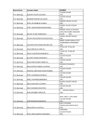 Branch Name Customer Name ADDRESS H.O. (Banking