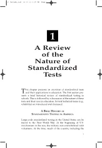 Chapter 1: a Review of the Nature of Standardized Tests