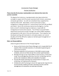 Construction Project Manager Position Justification Please Describe The