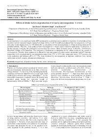 Effects of Abiotic Factors on Production of Levan by Microorganisms: a Review