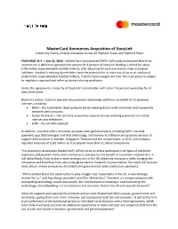 Mastercard Announces Acquisition of Vocalink Enhancing Choice, Driving Innovation Across All Payment Types and Payment Flows