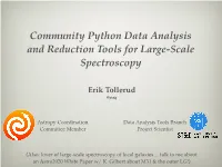 Python Data Analysis and Reduction Tools for Large-Scale Spectroscopy