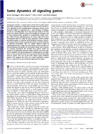 Some Dynamics of Signaling Games