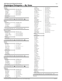 Unpledged Delegates -- by State
