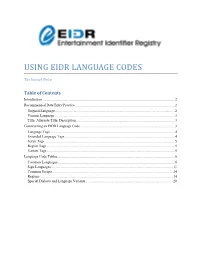 Using Eidr Language Codes