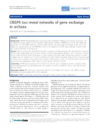 CRISPR Loci Reveal Networks of Gene Exchange in Archaea Avital Brodt, Mor N Lurie-Weinberger and Uri Gophna*