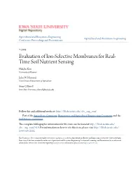 Evaluation of Ion-Selective Membranes for Real-Time Soil Nutrient Sensing