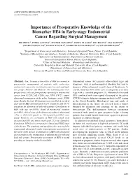 Importance of Preoperative Knowledge of the Biomarker HE4 In