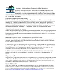 Lead and Drinking Water: Frequently Asked Questions