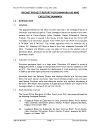 Recast Project Report for Dhankasa U/G Mine Executive