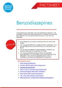 Benzodiazepines Factsheet