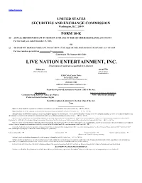 LIVE NATION ENTERTAINMENT, INC. (Exact Name of Registrant As Specified in Its Charter)