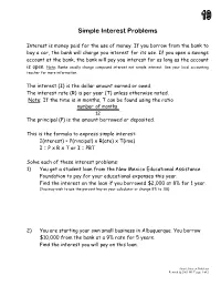 Simple Interest Problems