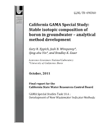Stable Isotopic Composition of Boron in Groundwater – Analytical