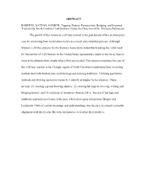 ABSTRACT ROBERTS, NATHAN ANDREW. Tapping History: Retrojection, Bridging, and Invented Tradition by North Carolina Craft Brewers