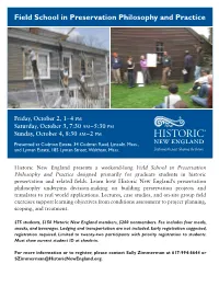 Field School in Preservation Philosophy and Practice