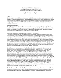 Multicultural Children's Literature: Creating and Applying an Evaluation Tool in Response to the Needs of Urban Educators