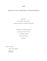 Thesis Personality Traits and Their Effect on Facebook