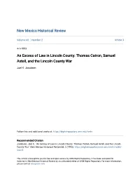 Thomas Catron, Samuel Axtell, and the Lincoln County War