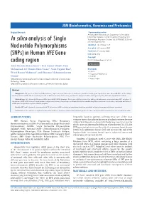 In Silico Analysis of Single Nucleotide Polymorphisms